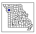 Missouri counties with Clinton county in blue map