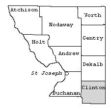 Northwest Missouri counties map